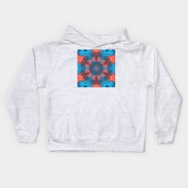 Psychedelic Hippie Flower Red and Blue Kids Hoodie by WormholeOrbital